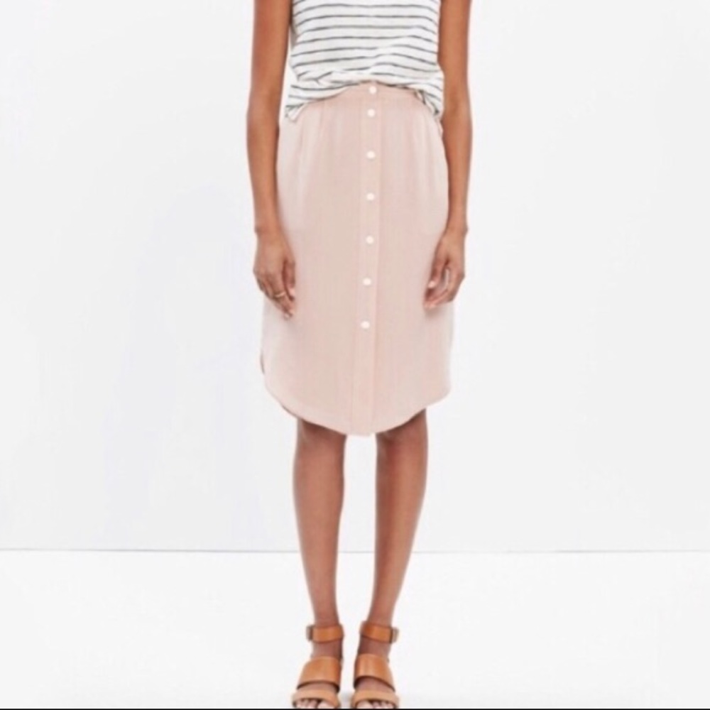 Madewell Pink silk midi skirt